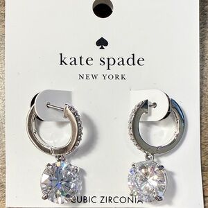 Kate Spade Silver Sparkle Drop Earrings NWT